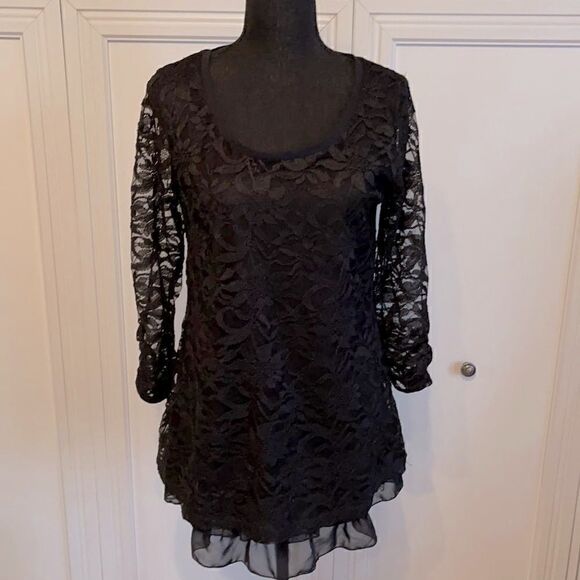 Style & Co. Boho Black Lace Dress‎ - Picture 1 of 6